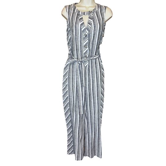 Laundry by Shelli Segal Linen Striped Sleeveless Jumpsuit NWT Size 0 - Picture 6 of 12